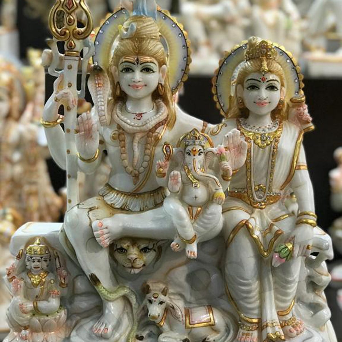 Marble Sitting Shiva Family Decorative Showpiece – Lavanshi ...