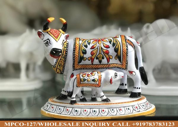 marble statues online,marble statues manufacturers, marble statues wholesale, marble idols near me, Corporate Gifts,cow,festive décor,statue manufacures