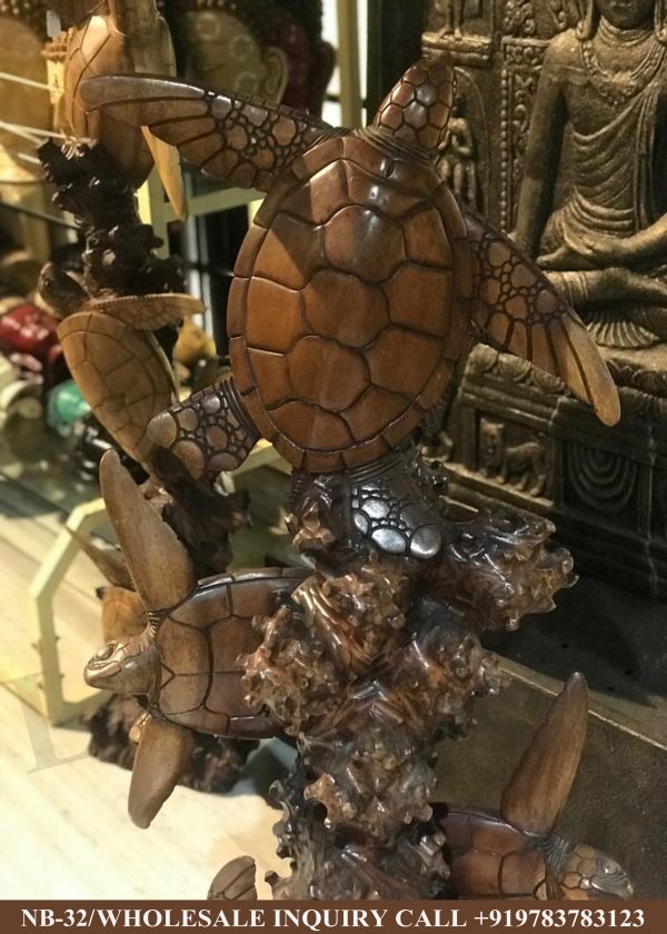 Wooden statues online,Wooden statues manufacturers, Wooden statues wholesale, Wooden idols near me, Corporate Gifts,Tortoise,festive décor,statue manufacures