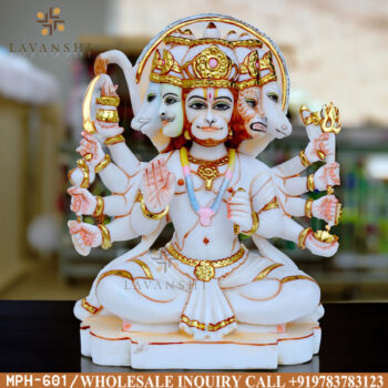 White Marble Dust Painting Five Face Hanuman